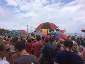 One of two protests today in Byron Bay.